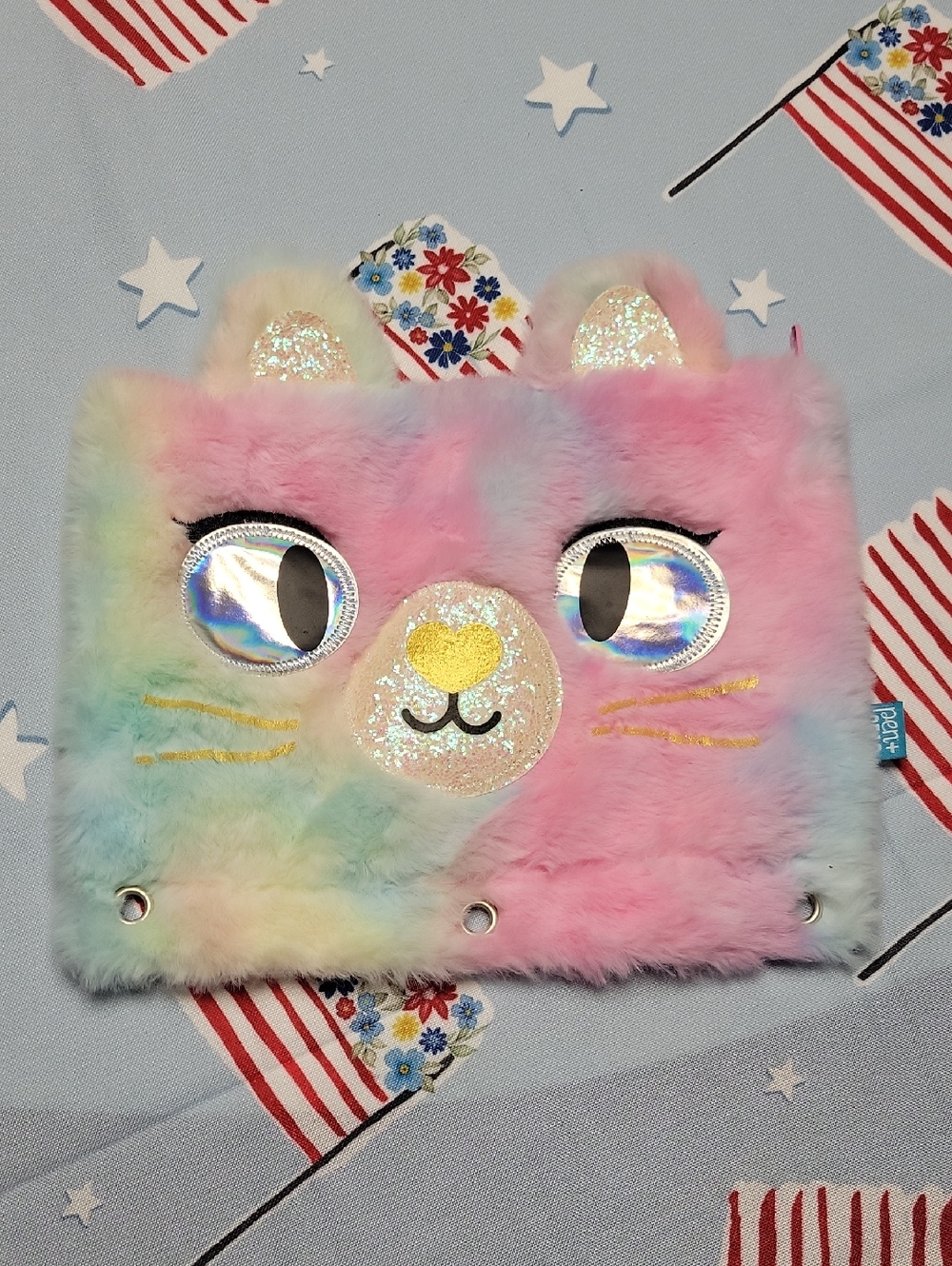 Pastel Rainbow Fluffy Cat Binder Insert